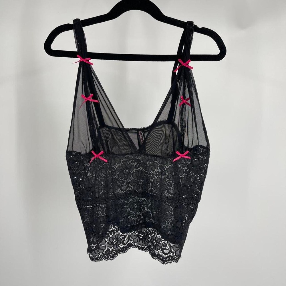Vintage Y2K Victoria's Secret Cami Top Mesh Lace Bows Lingerie M Gothic Scene